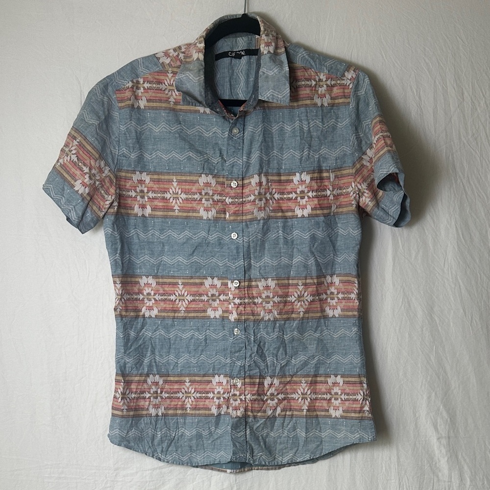 Carbon Men's Short Sleeve Shirt in Blue and Brown